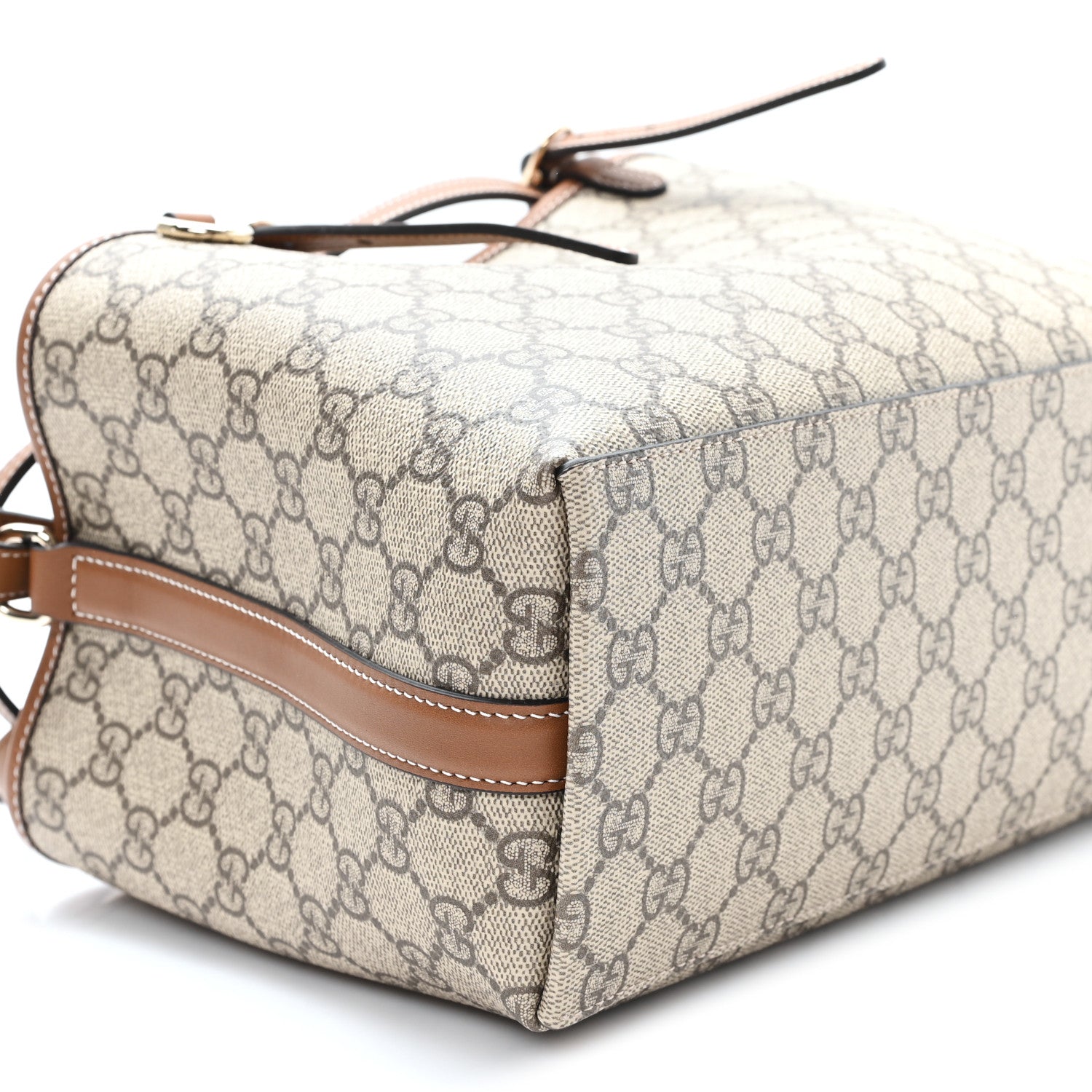 GG Supreme Monogram Emblem Medium Tote Bag Beige Dark Brown