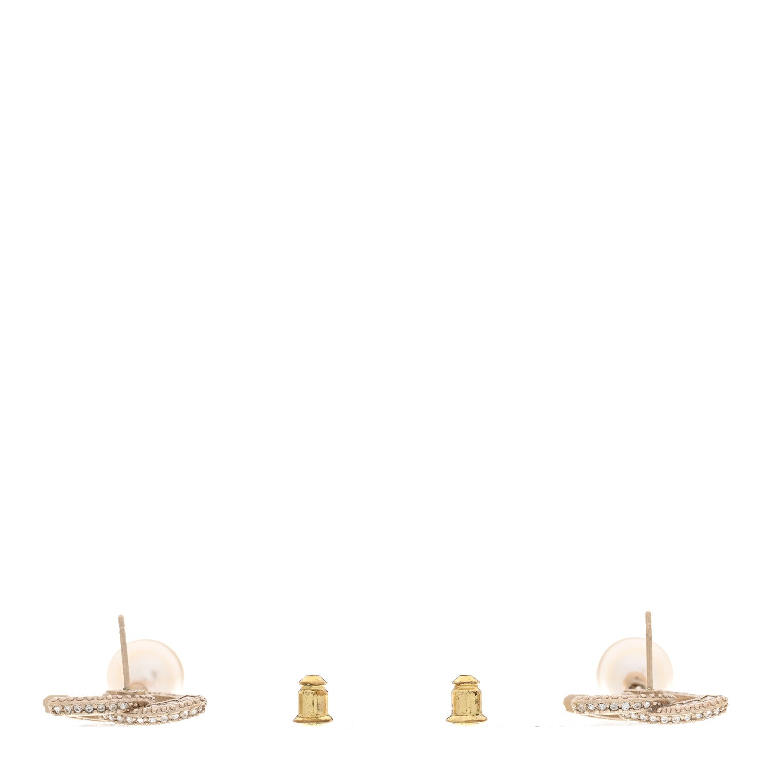 Crystal Timeless CC Pearl Drop Earrings Light Gold