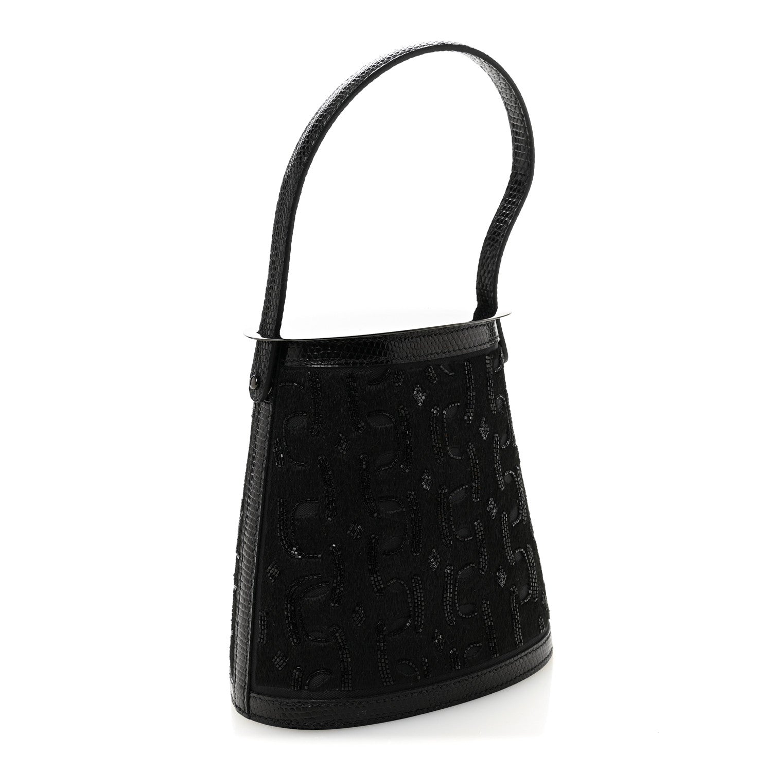Lizard Embroidered Stromboli Black
