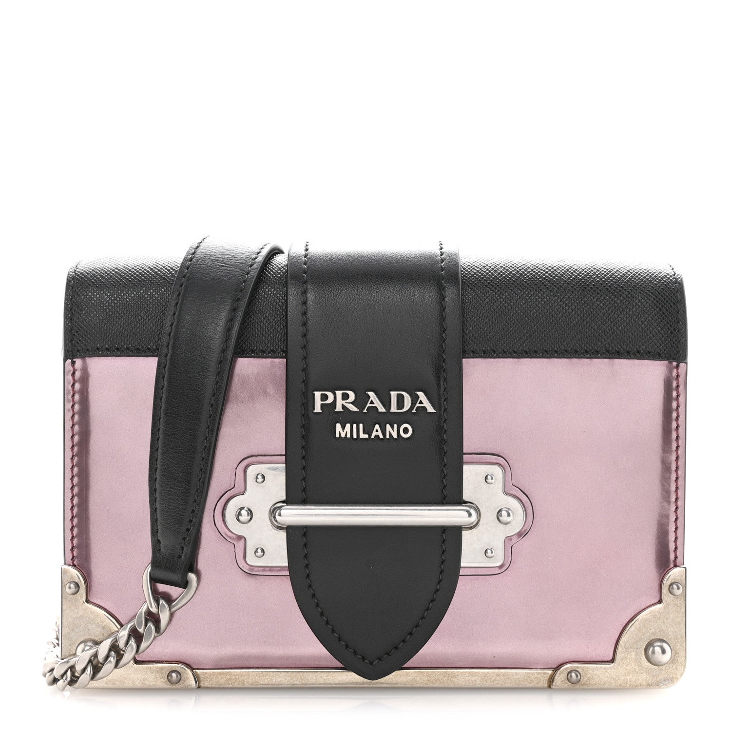 Metallic Vitello Saffiano Cahier Bag Ibisco Black