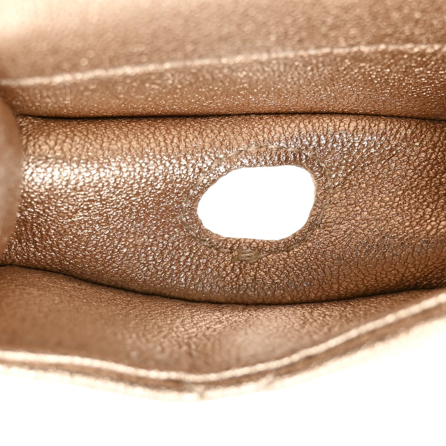 Metallic Lambskin Quilted Round Clip On Coin Purse Airpods Case Gold