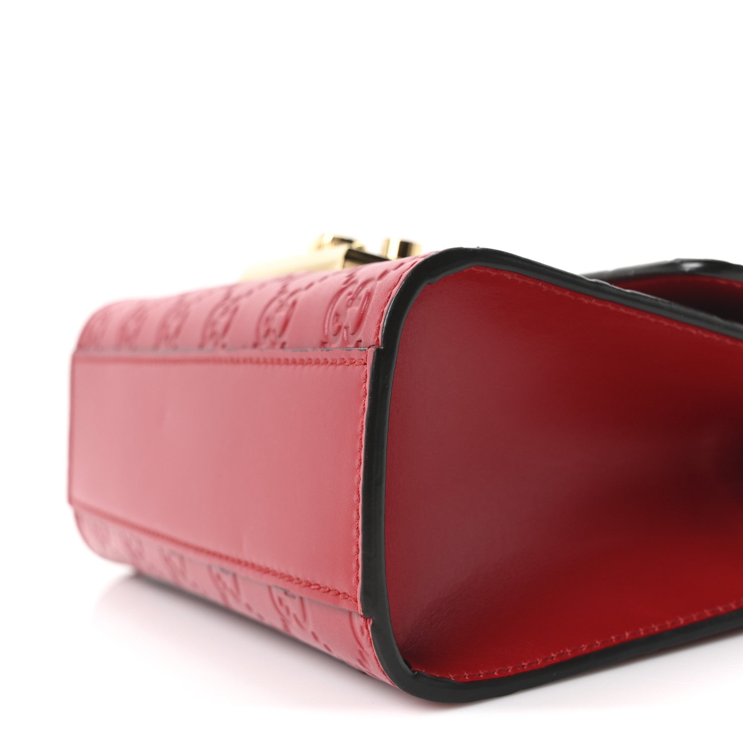 Guccissima Small Padlock Shoulder Bag Hibiscus Red