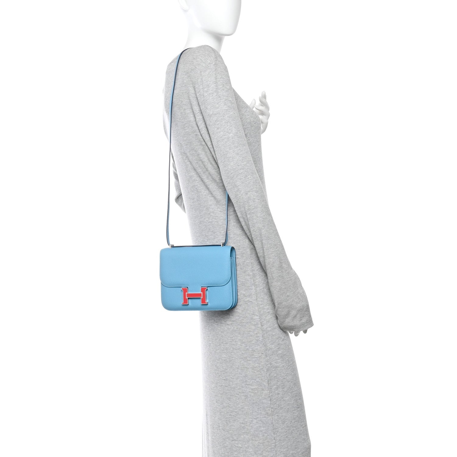 Epsom Enamel Constance 18 Bleu Du Nord Rouge de Coeur