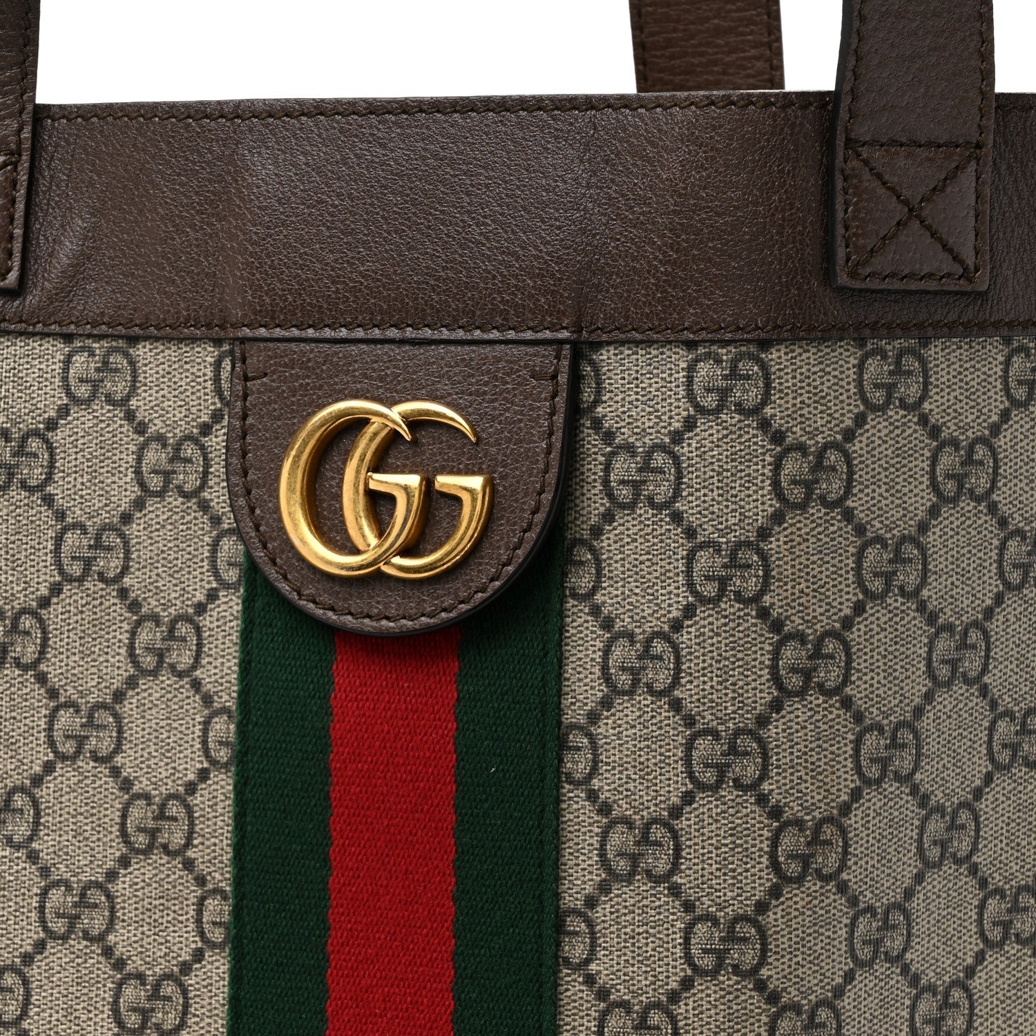 GG Supreme Monogram Web Large Ophidia Vertical Shopping Tote Brown