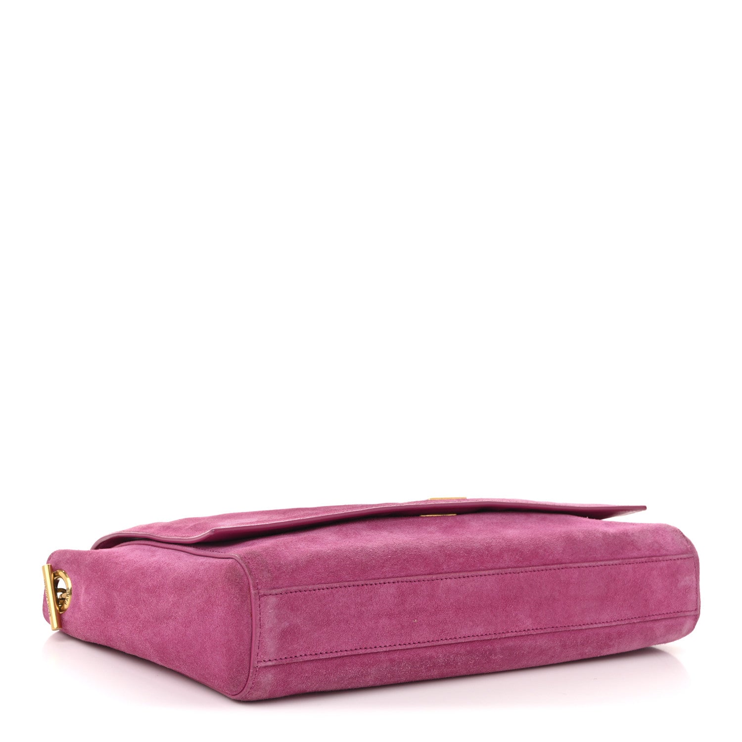 Smooth Calfskin Suede Medium Reversible Monogram Kate Satchel Rose Rubis