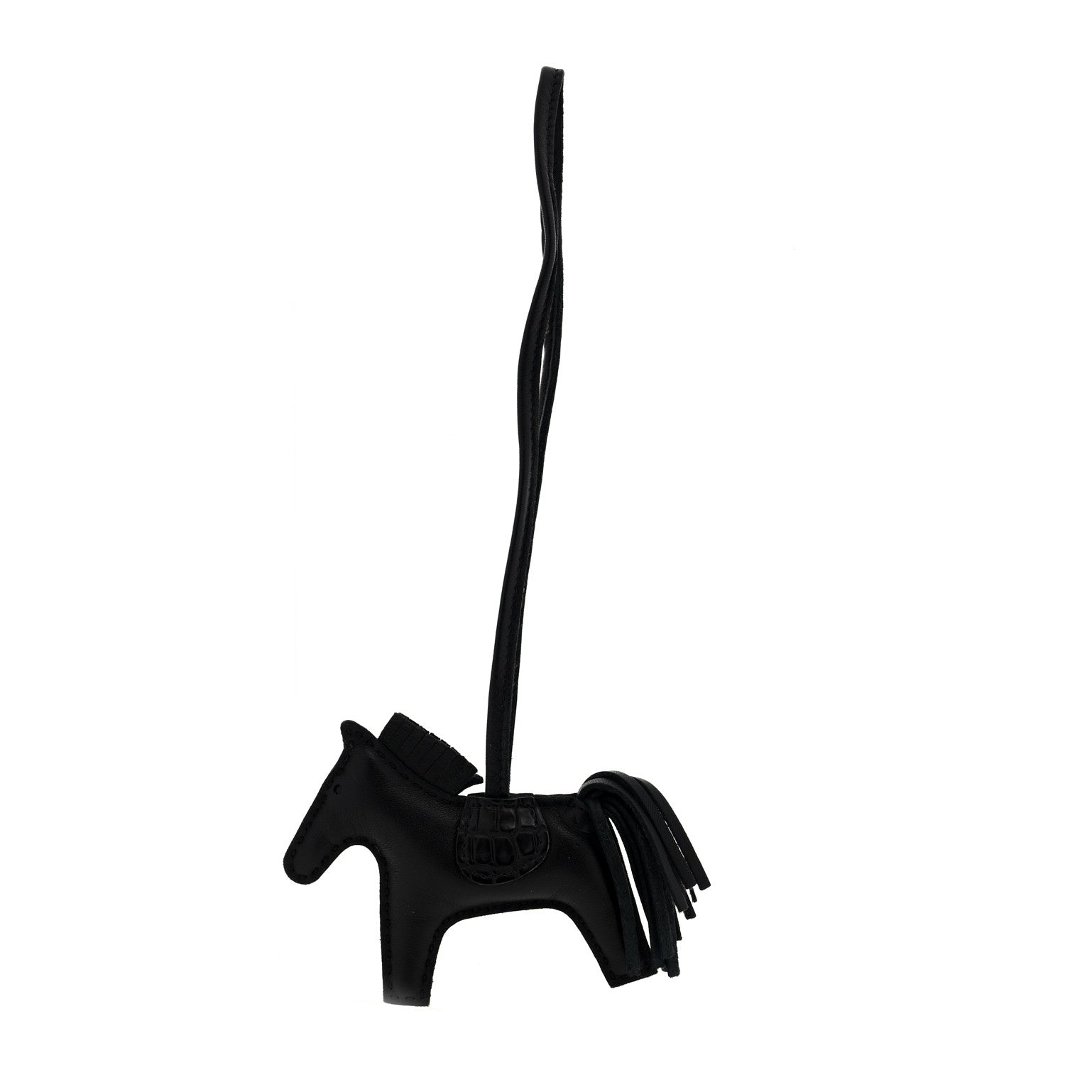 Milo Lambskin Matte Alligator Touch Grigri Rodeo Horse Bag Charm PM So Black