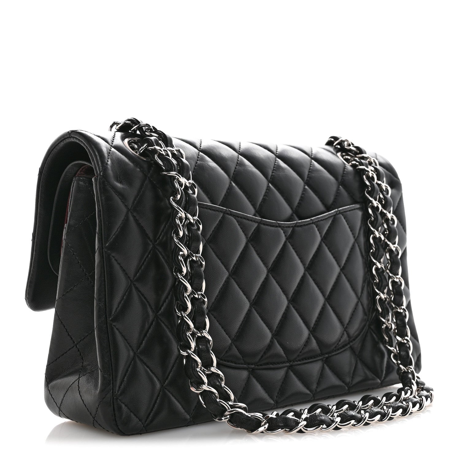 Lambskin Quilted Medium Double Flap Black