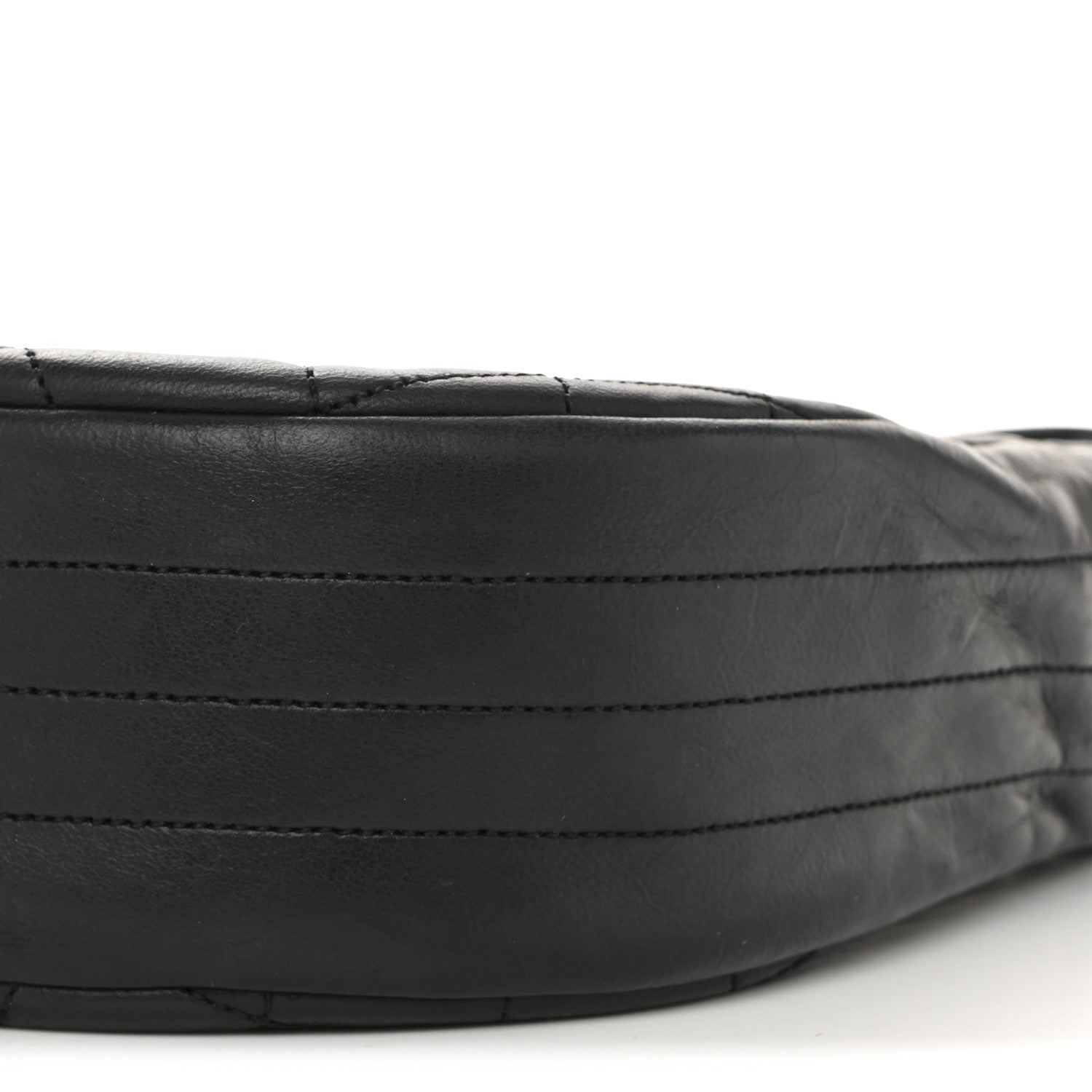 Lambskin Quilted Half Moon Flap Black