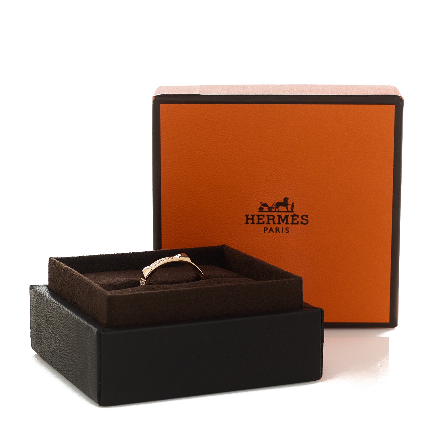 18K Rose Gold Diamond Clou D'H Ring 54 6.75