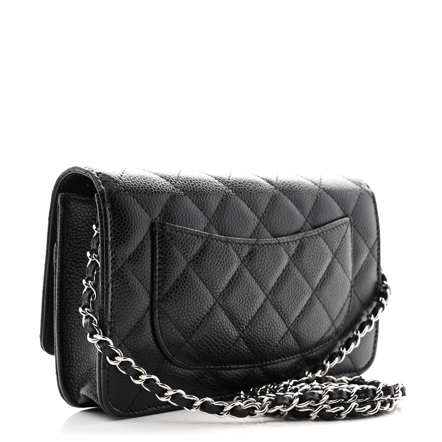 Caviar Quilted Wallet on Chain WOC Black
