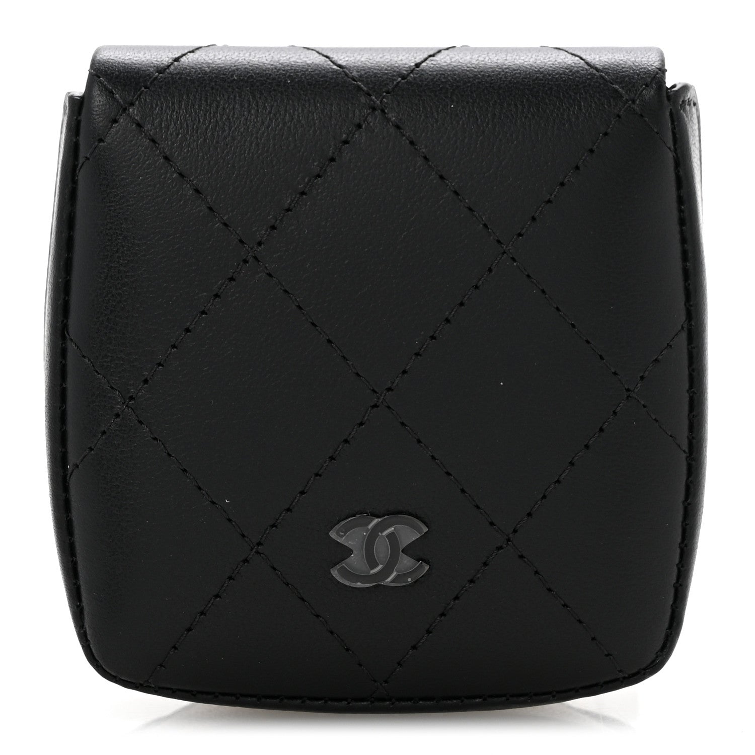 Goatskin Quilted Square Pouch Coin Purse So Black