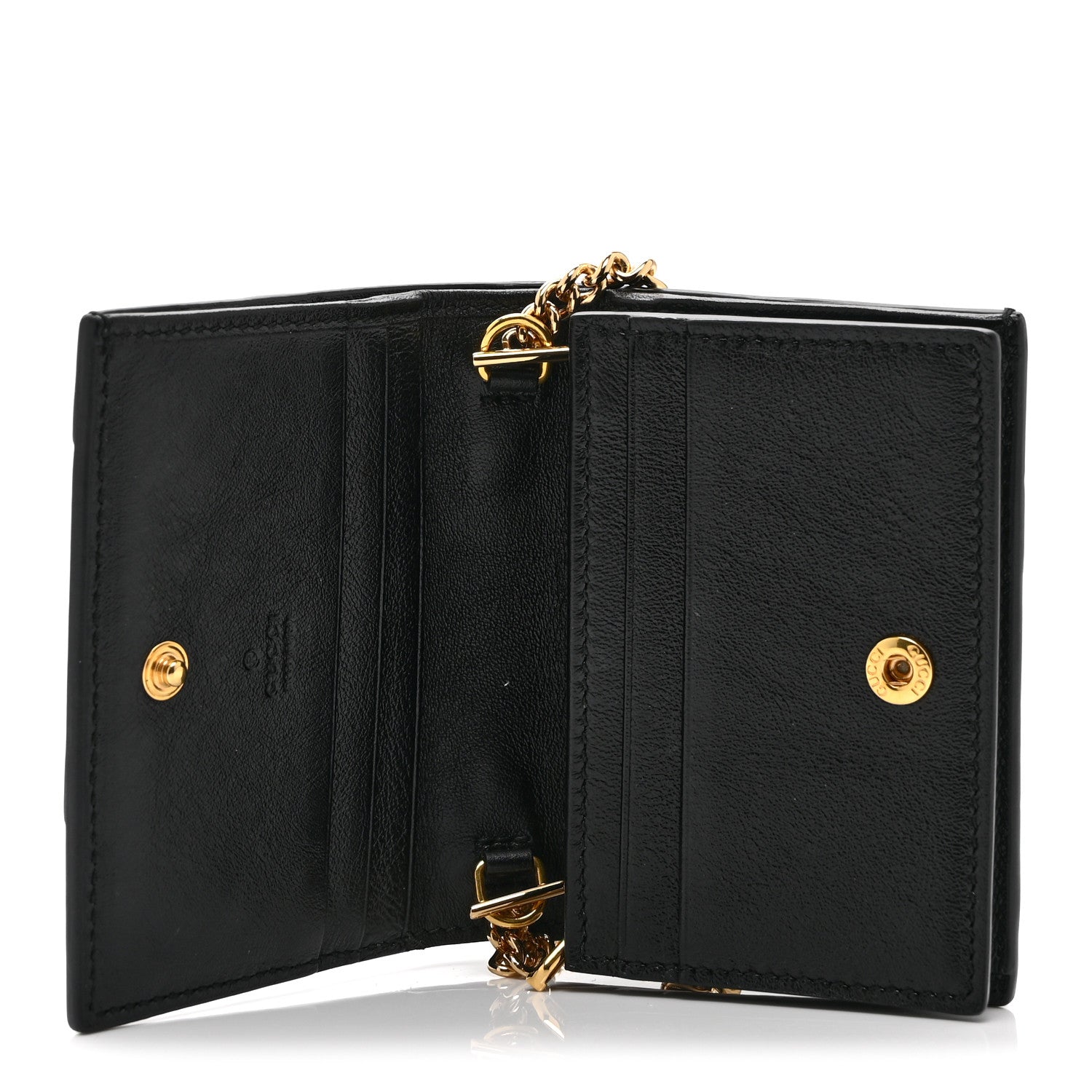 Calfskin Diagonal Striped Zumi Chain Card Case Wallet Black Beige