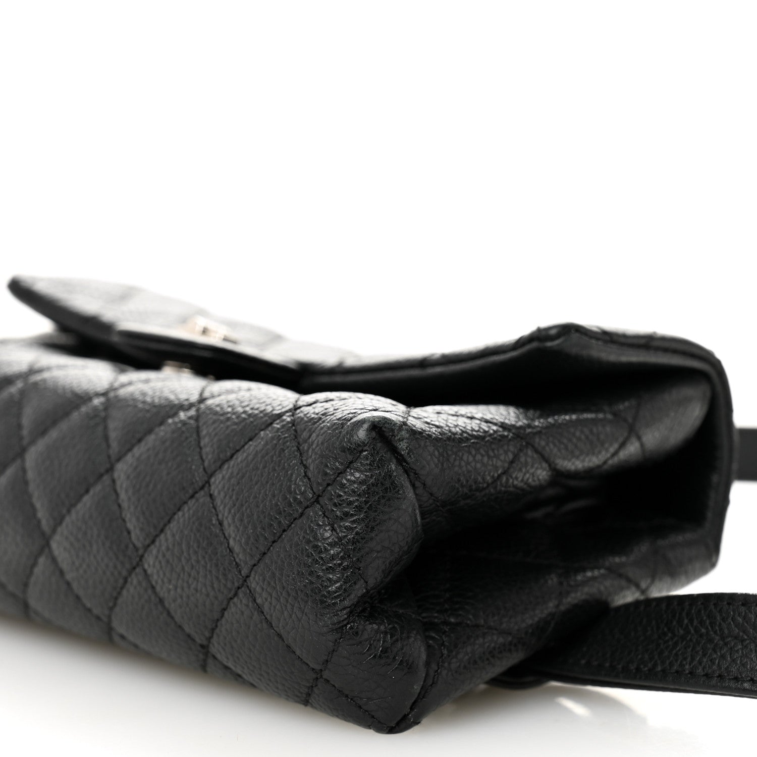 Grained Calfskin Quilted 2.55 Reissue Flap Belt Bag Clutch Black