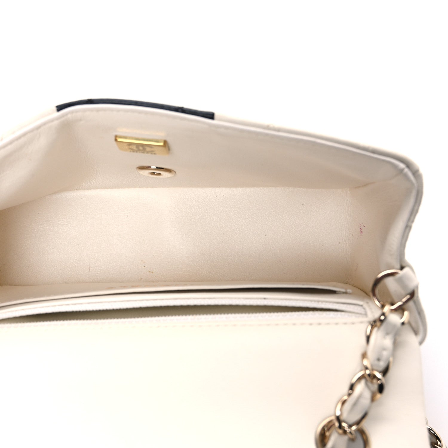Lambskin Quilted Mini Rectangular Flap White Black