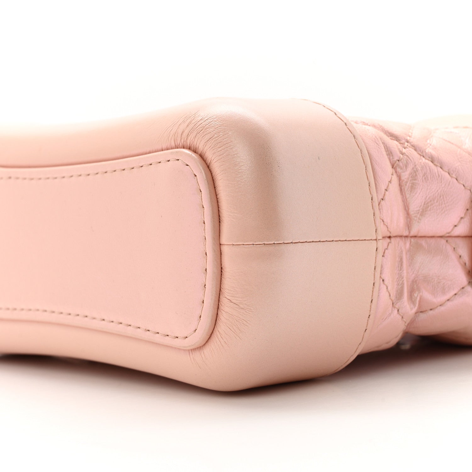 Iridescent Aged Calfskin Quilted Small Gabrielle Hobo Rose