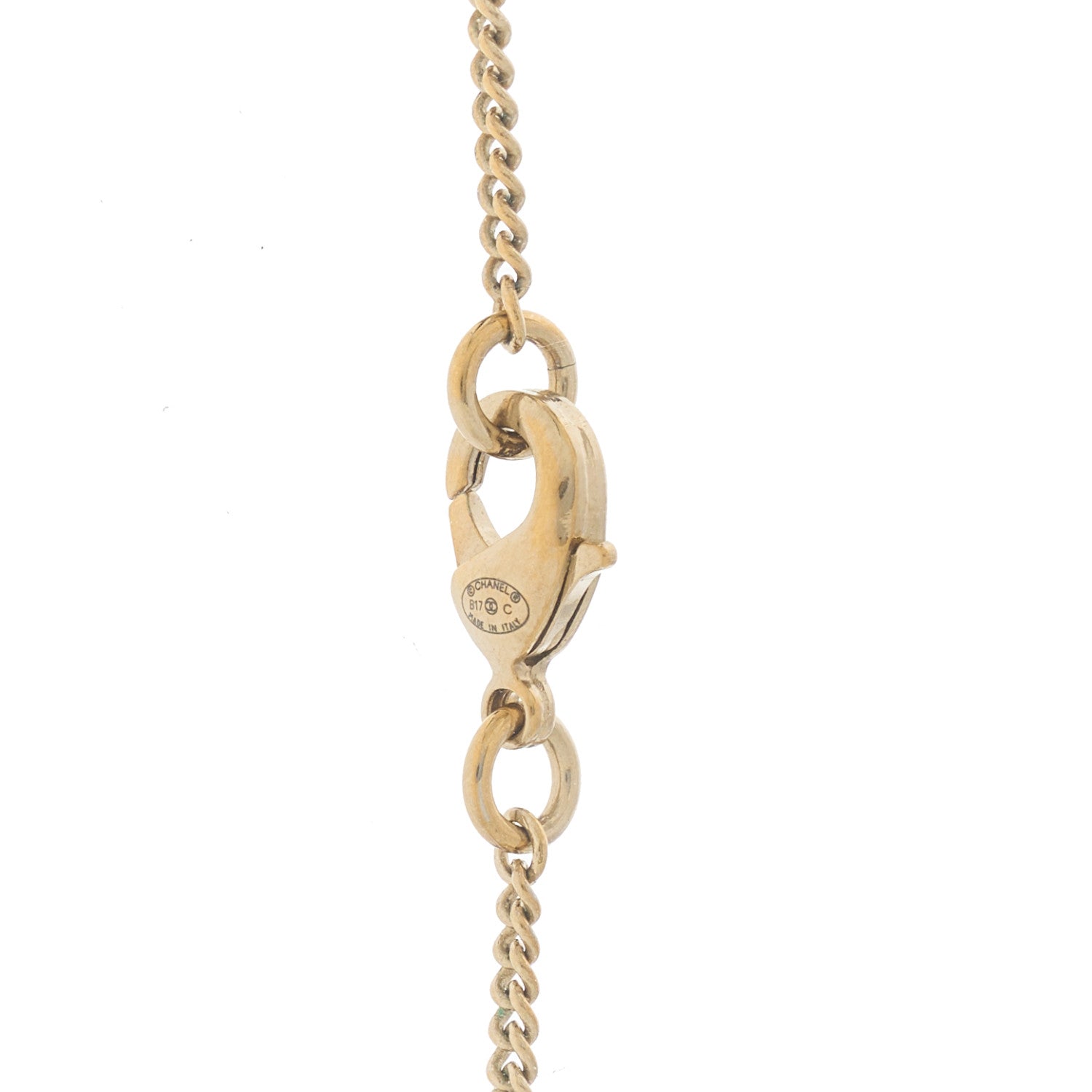 Crystal Metal Quilted CC Pendant Necklace Gold