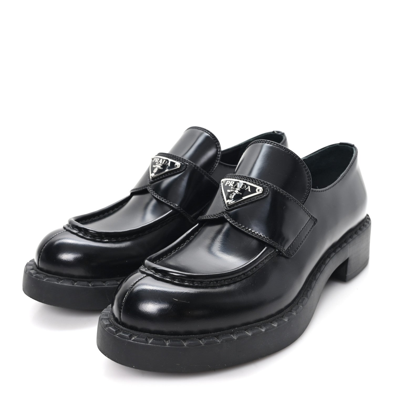 Spazzolato Metal Triangle Logo 50mm Loafers 39 Black