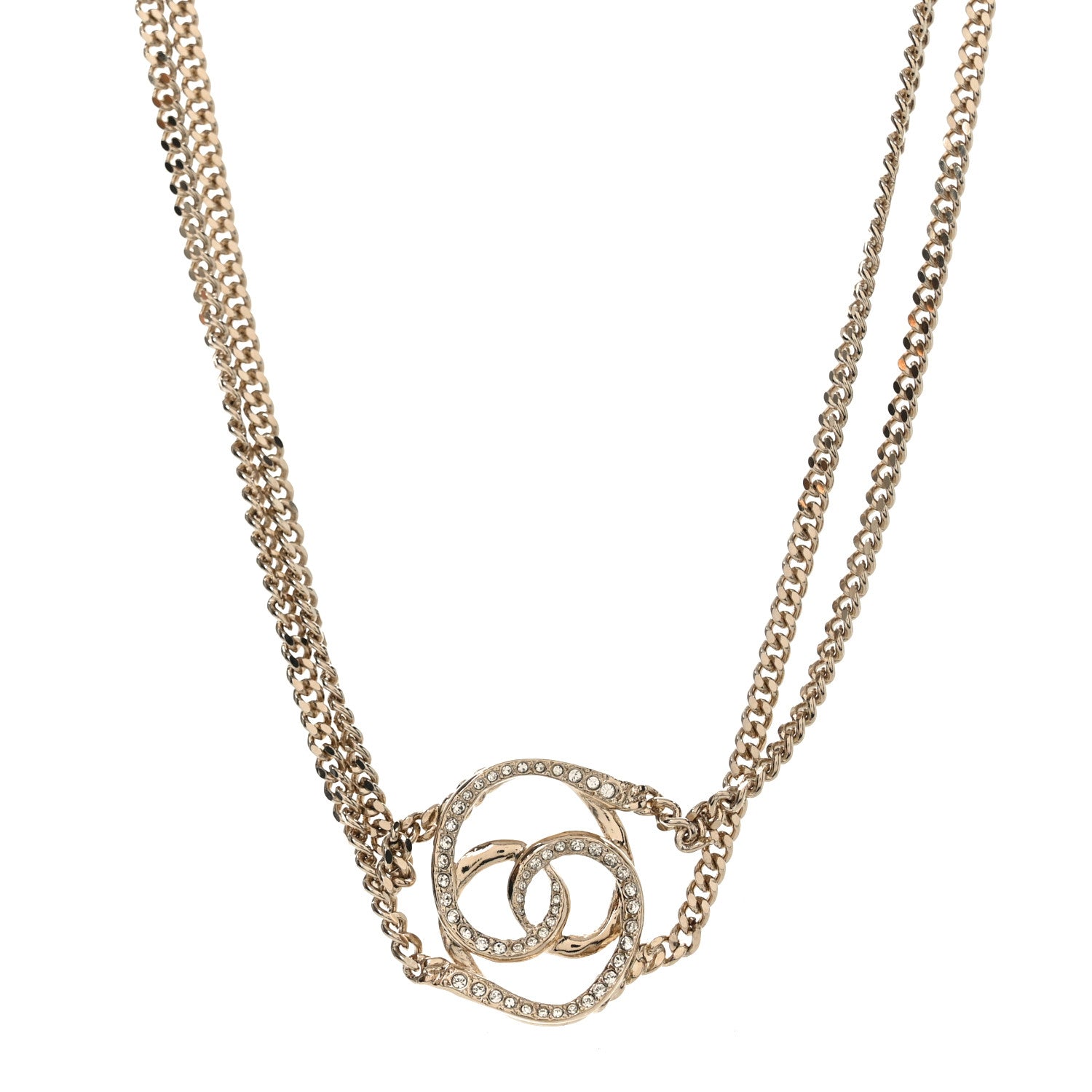 Crystal CC Oval Necklace Gold