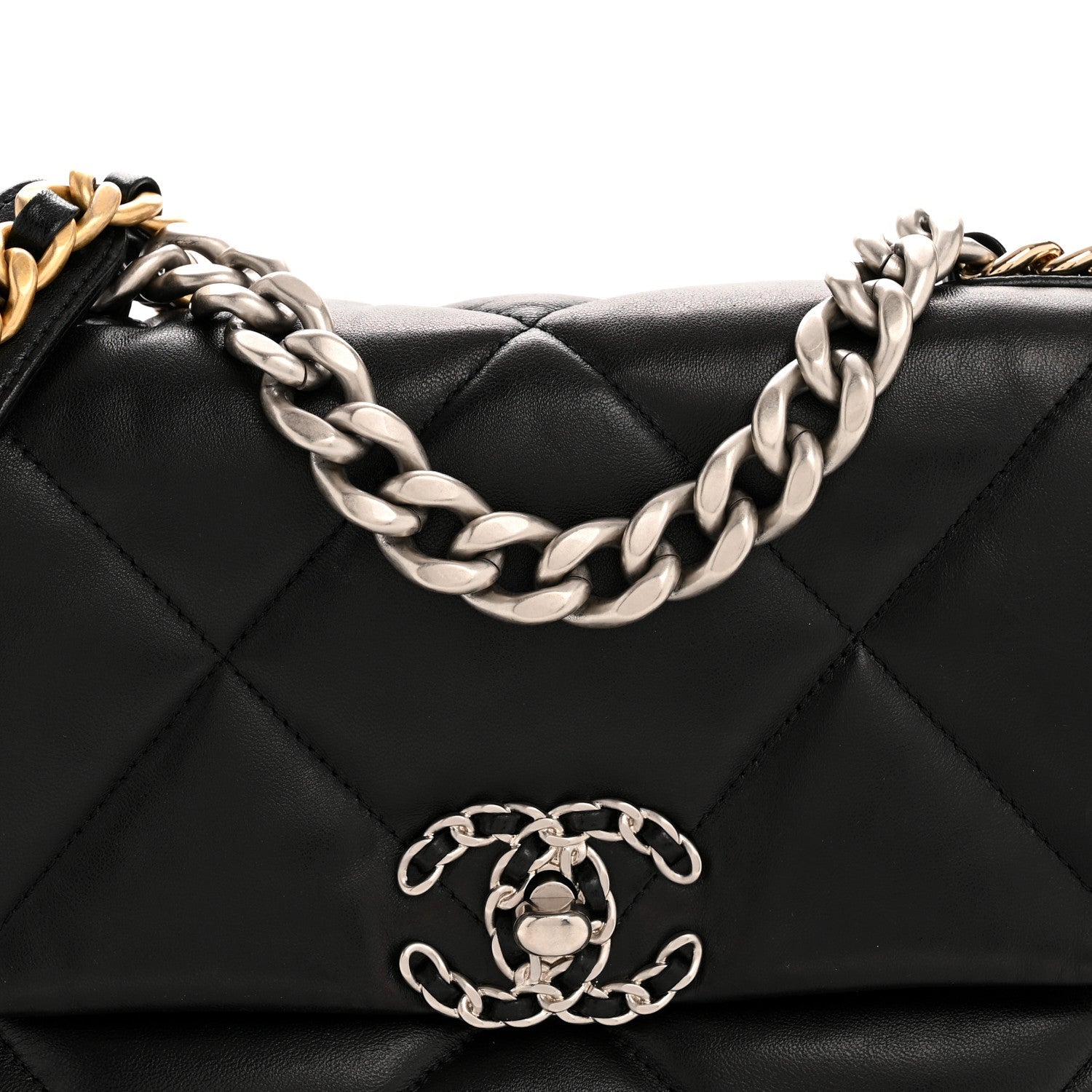 Lambskin Quilted Medium Chanel 19 Flap Black