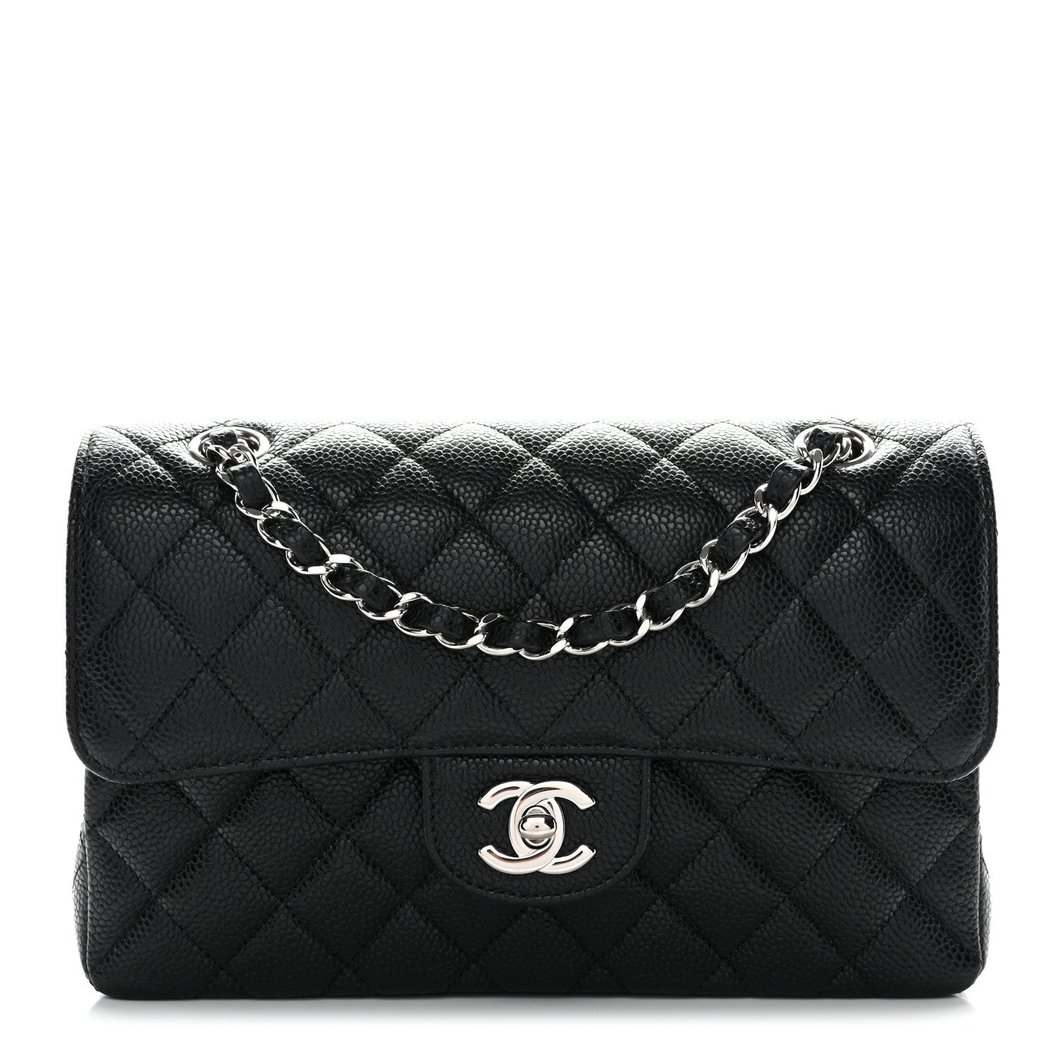 Caviar Quilted Small Double Flap Black