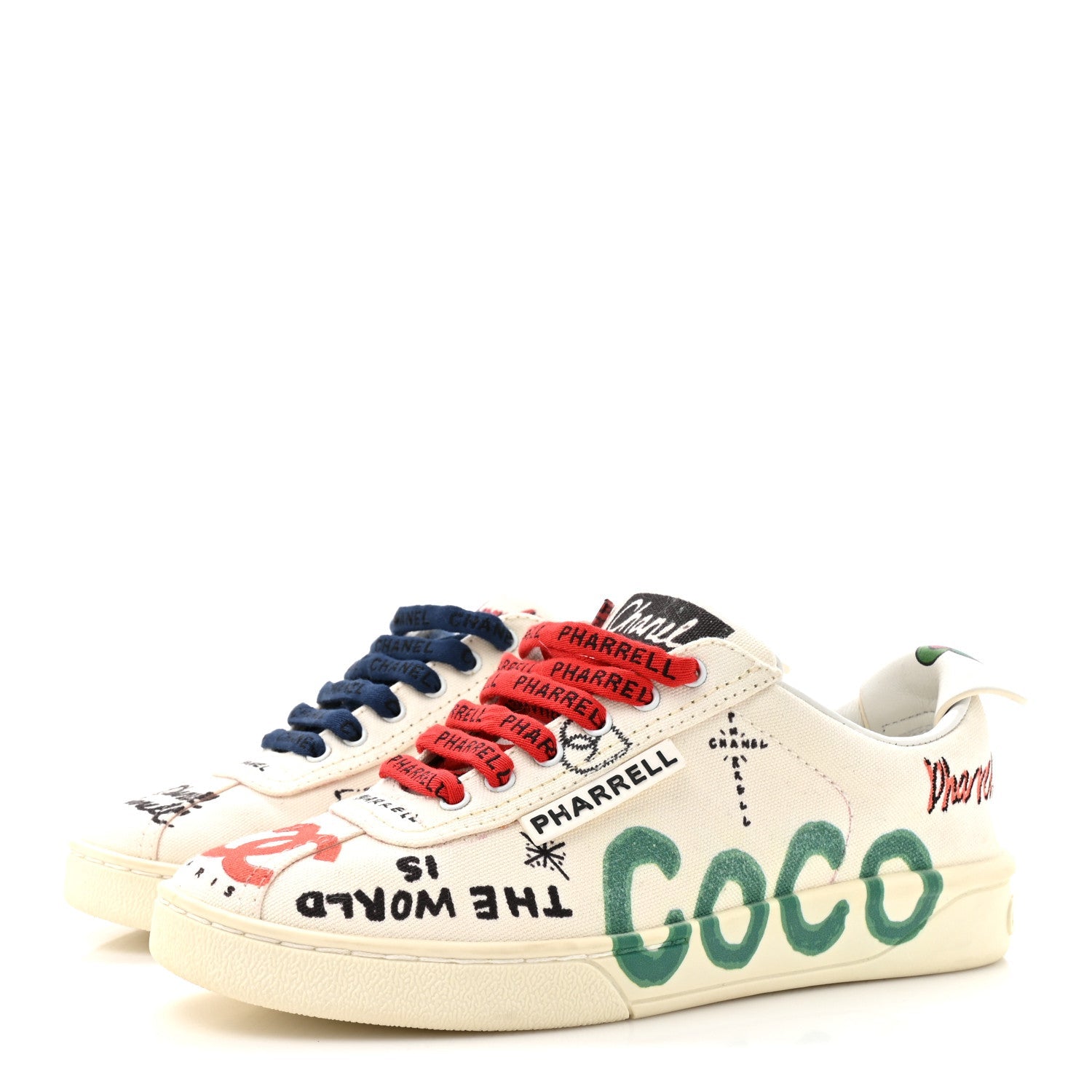 x Pharrell Williams Canvas Womens Sneakers 35 White Multicolor