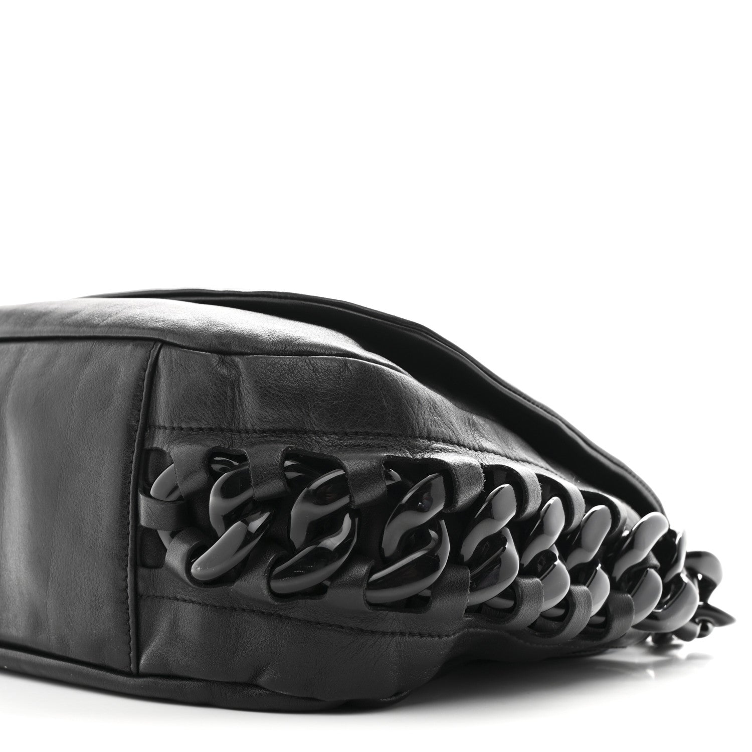 Calfskin Modern Chain Rhodoid Flap Black