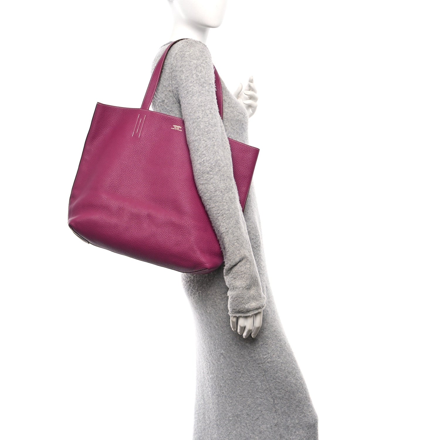 Taurillon Clemence Double Sens 36 Reversible Tote Marron Tosca