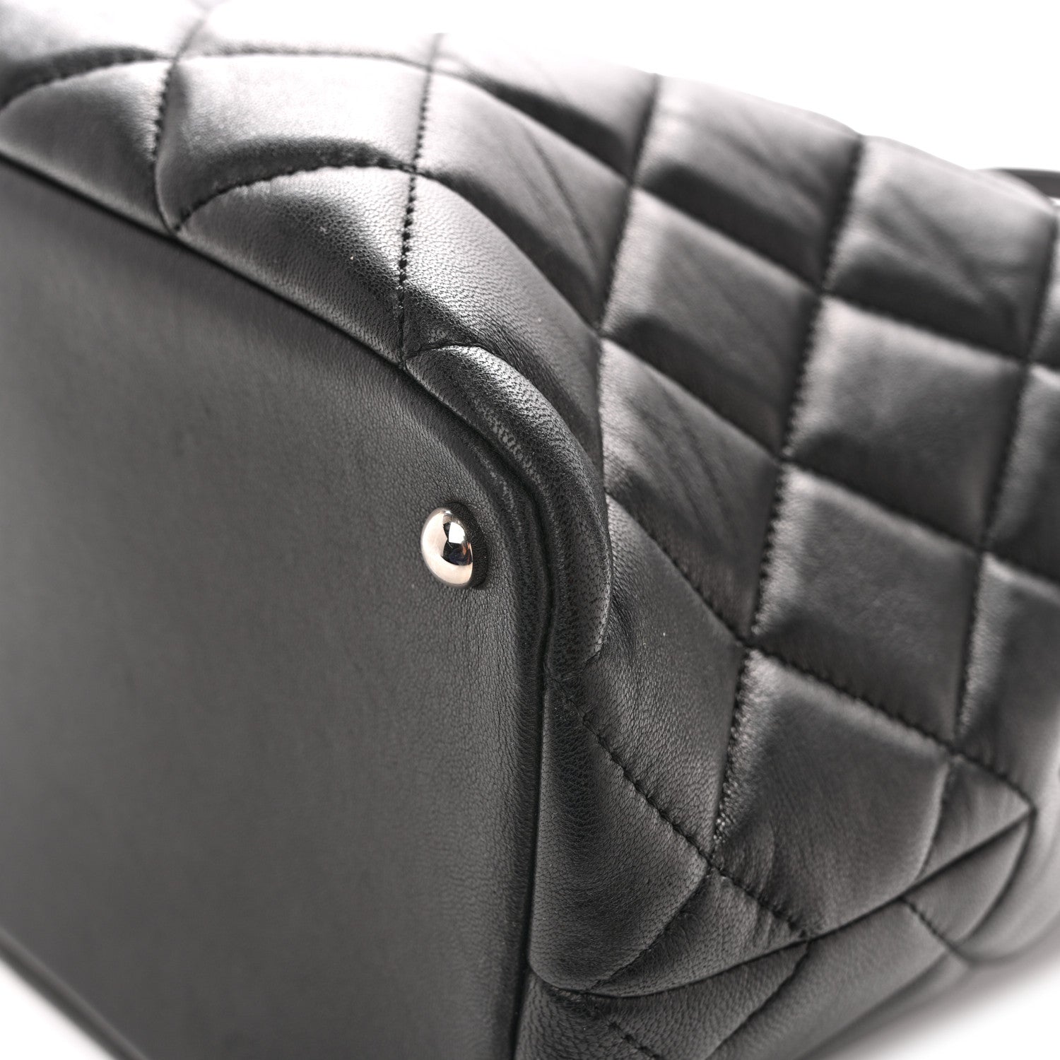 Lambskin Quilted Chic and Soft Shopping Tote Black