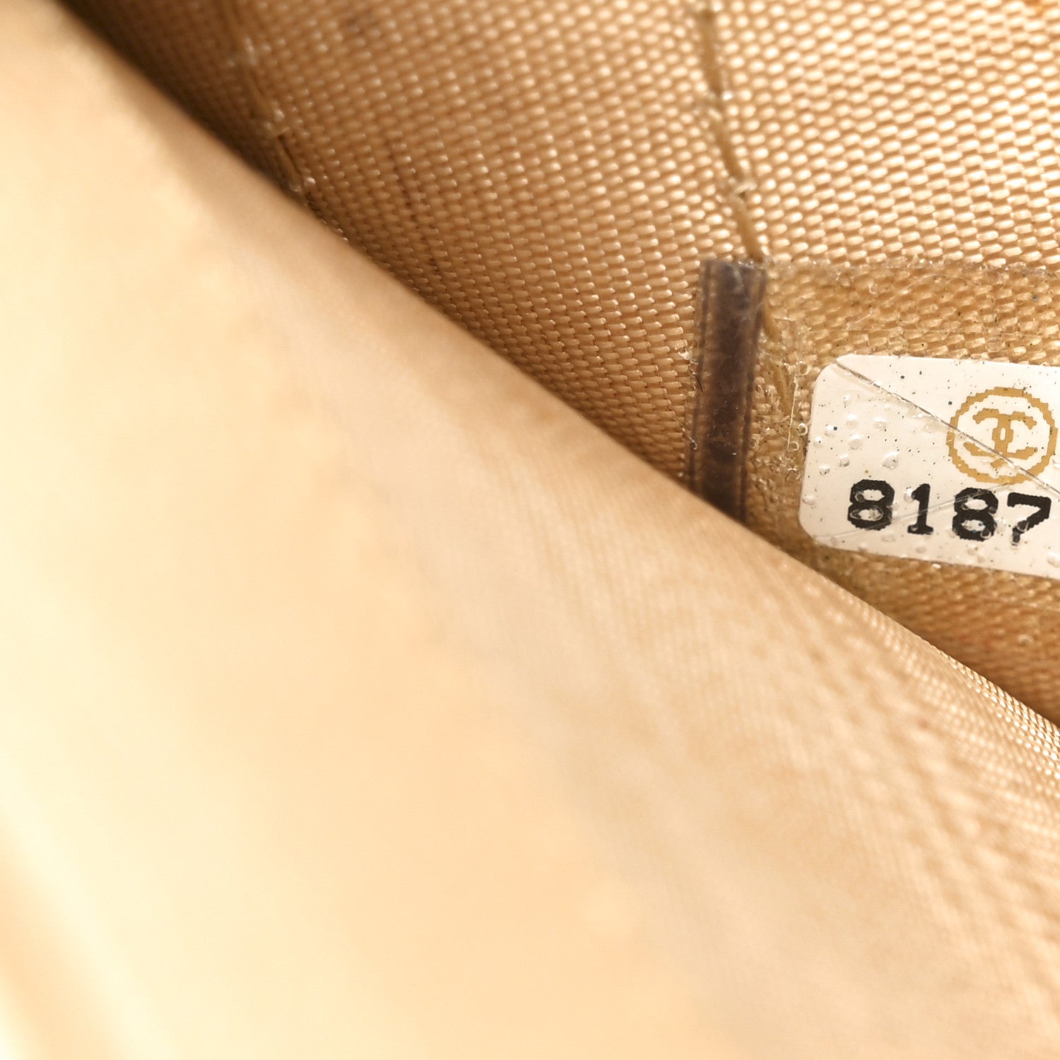 Grained Calfskin CC Button Yen Wallet Beige