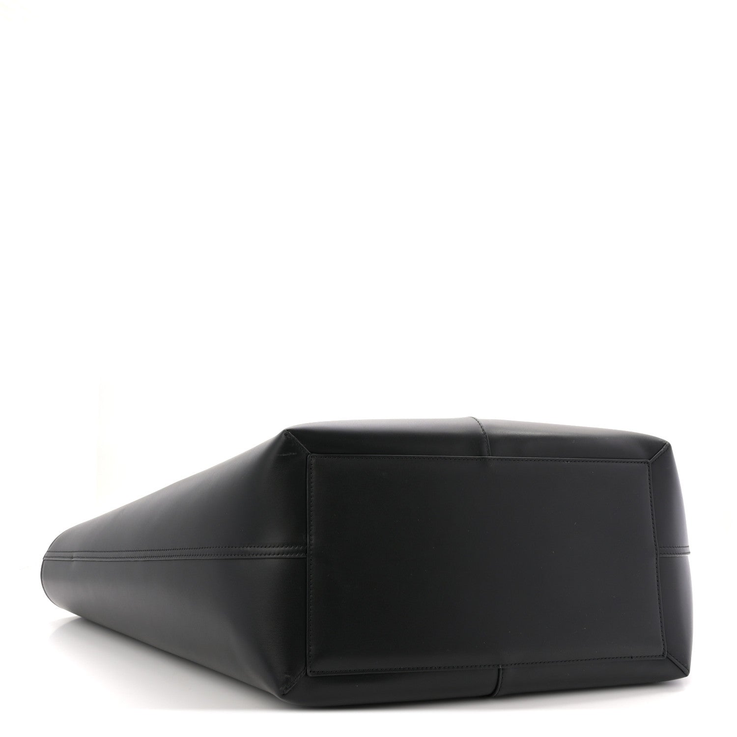 Smooth Calfskin Maxi Trapezoid Shopping Tote Black
