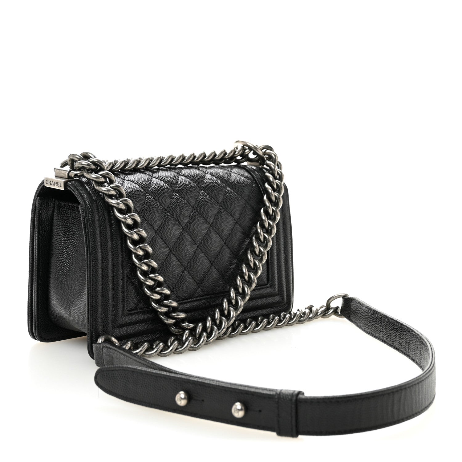 Caviar Quilted Small Boy Flap Black