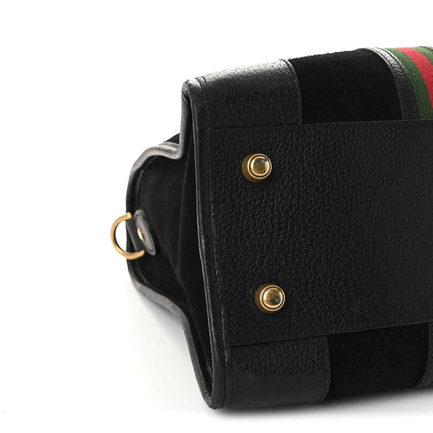 Suede Daino Textured Dollar Calfskin Web Medium Duffle Bag Black