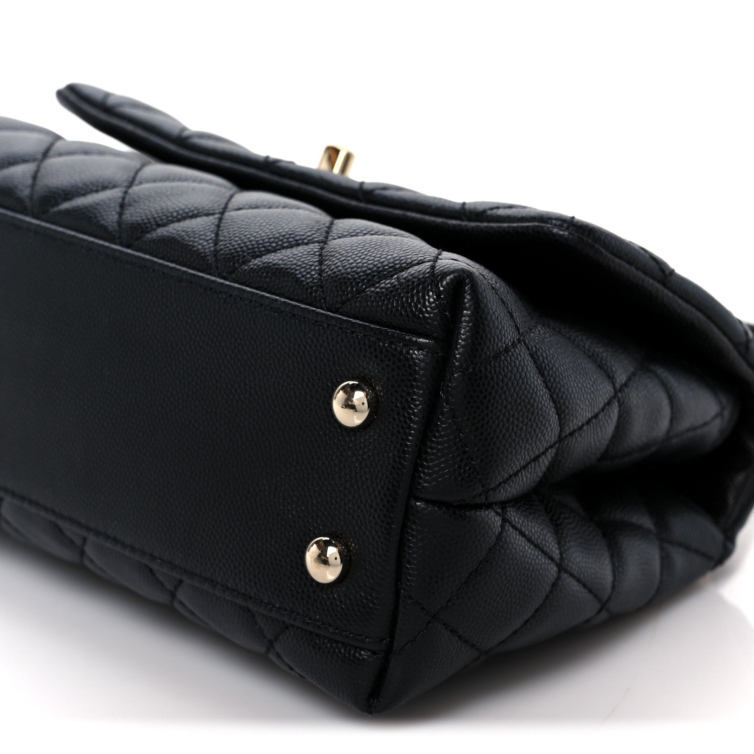 Caviar Quilted Mini Coco Handle Flap Black