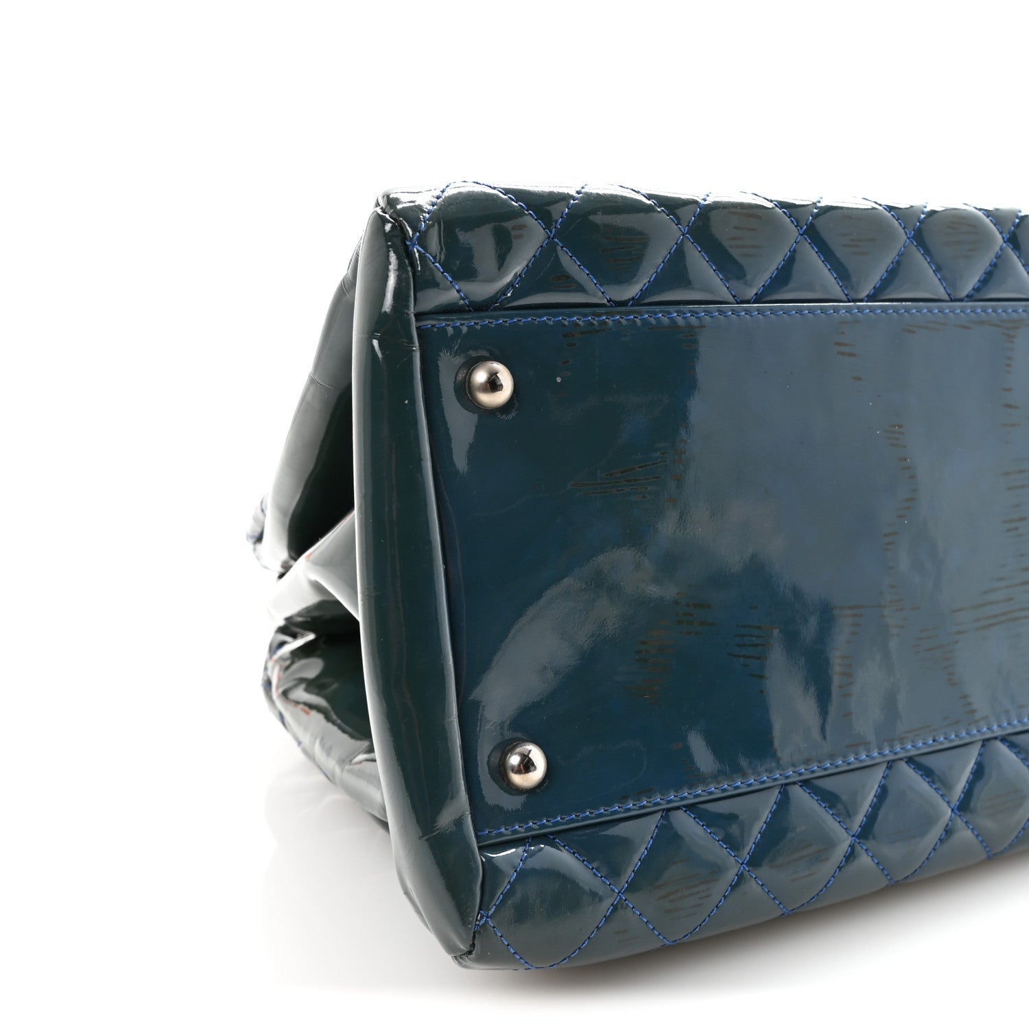 Patent Quilted Large Just Mademoiselle Bowling Bag Dark Blue