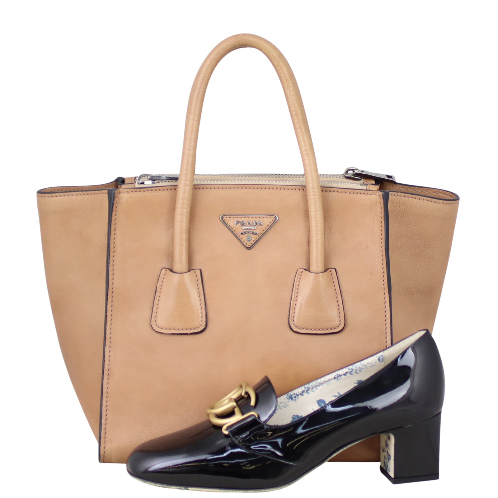 Prada Twin Pocket Glace Calfskin Tote Small