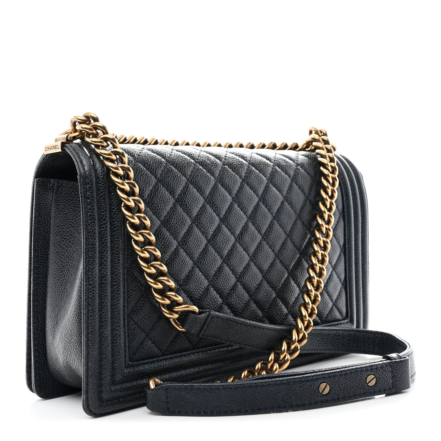Caviar Quilted New Medium Boy Flap Navy