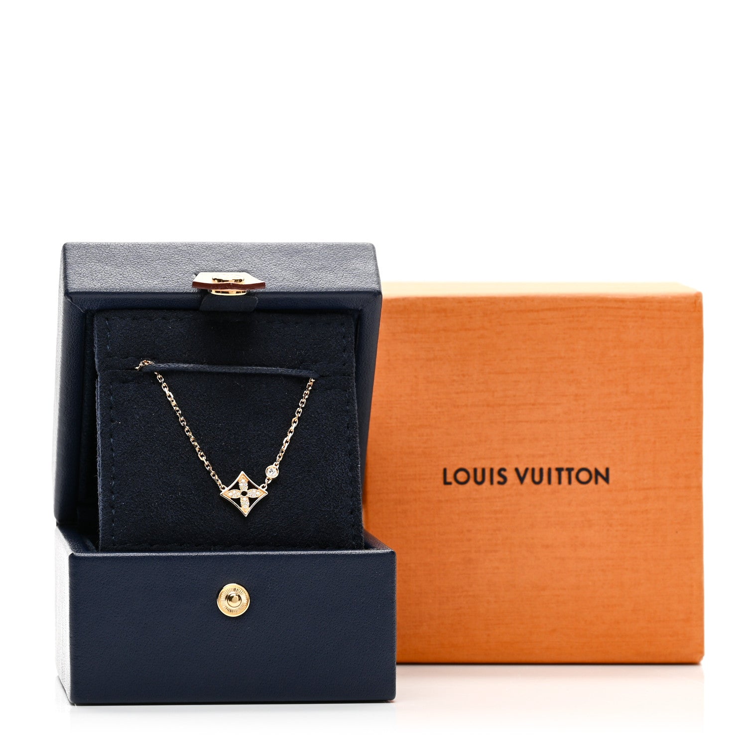 18K Yellow Gold Diamond Idylle Blossom Pendant Pave Necklace