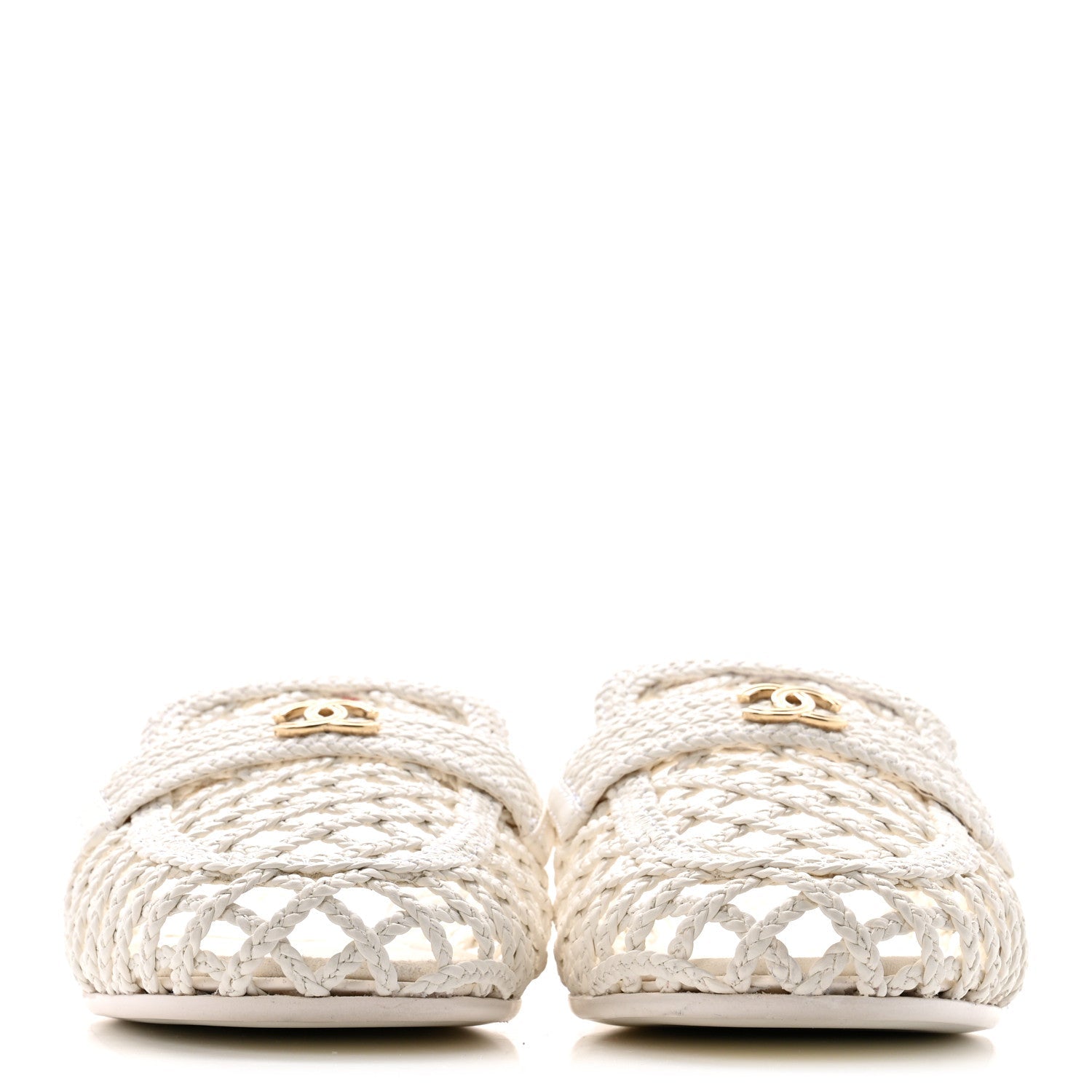 Braided Lambskin Mule Sandals 39 White
