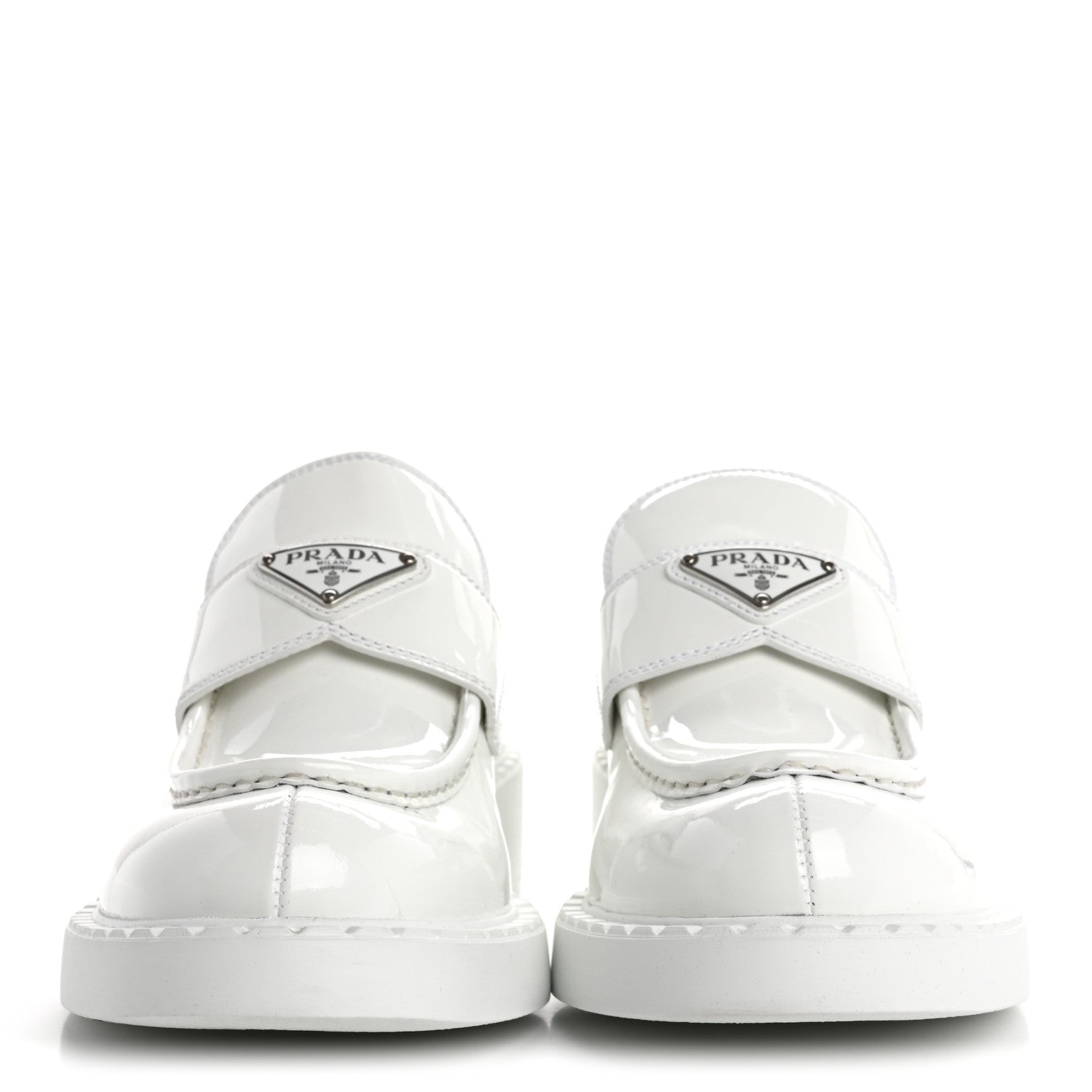 Vernice Triangle 50mm Loafers 39.5 White