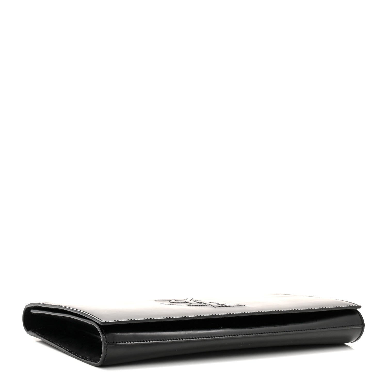 Patent Calfskin Monogram Large Belle De Jour Clutch Black