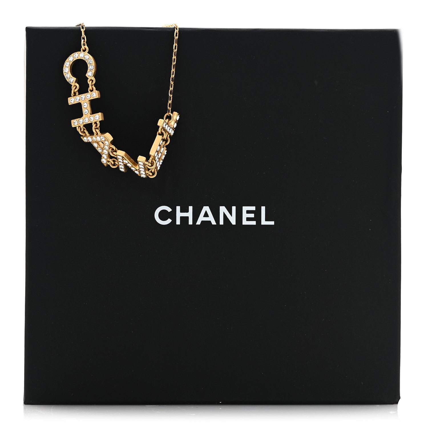 Metal Crystal 90's Icon Logo Necklace Gold