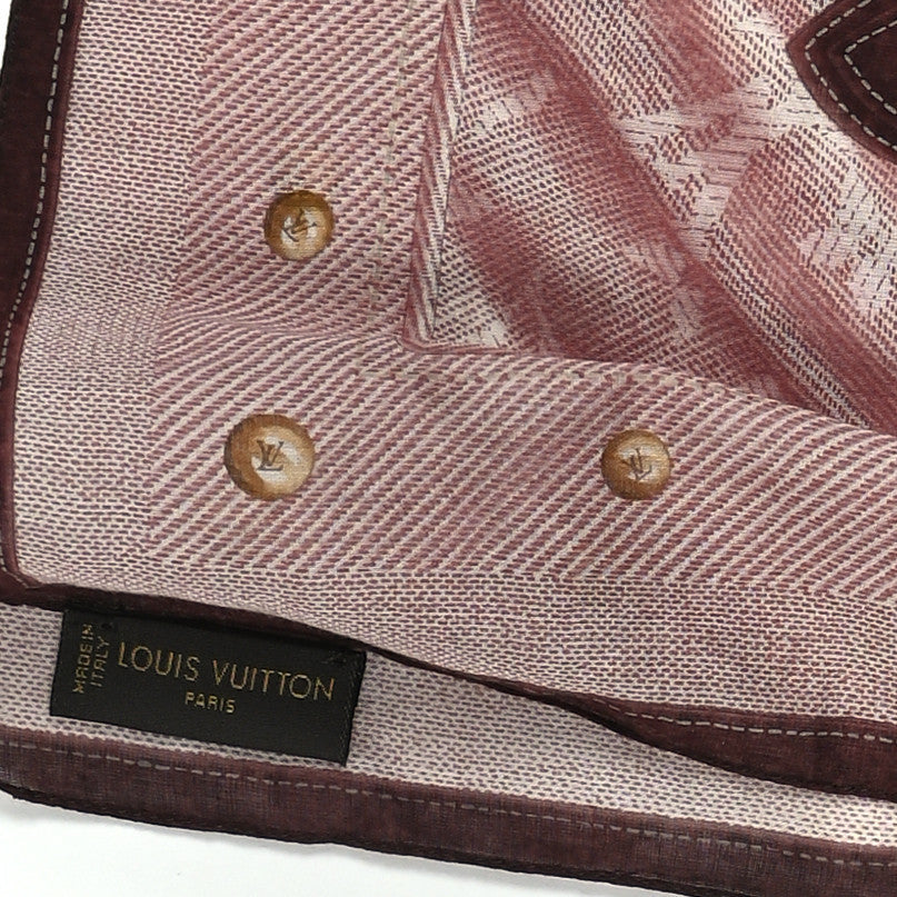 Cotton Monogram New Denim Square Scarf Cherry