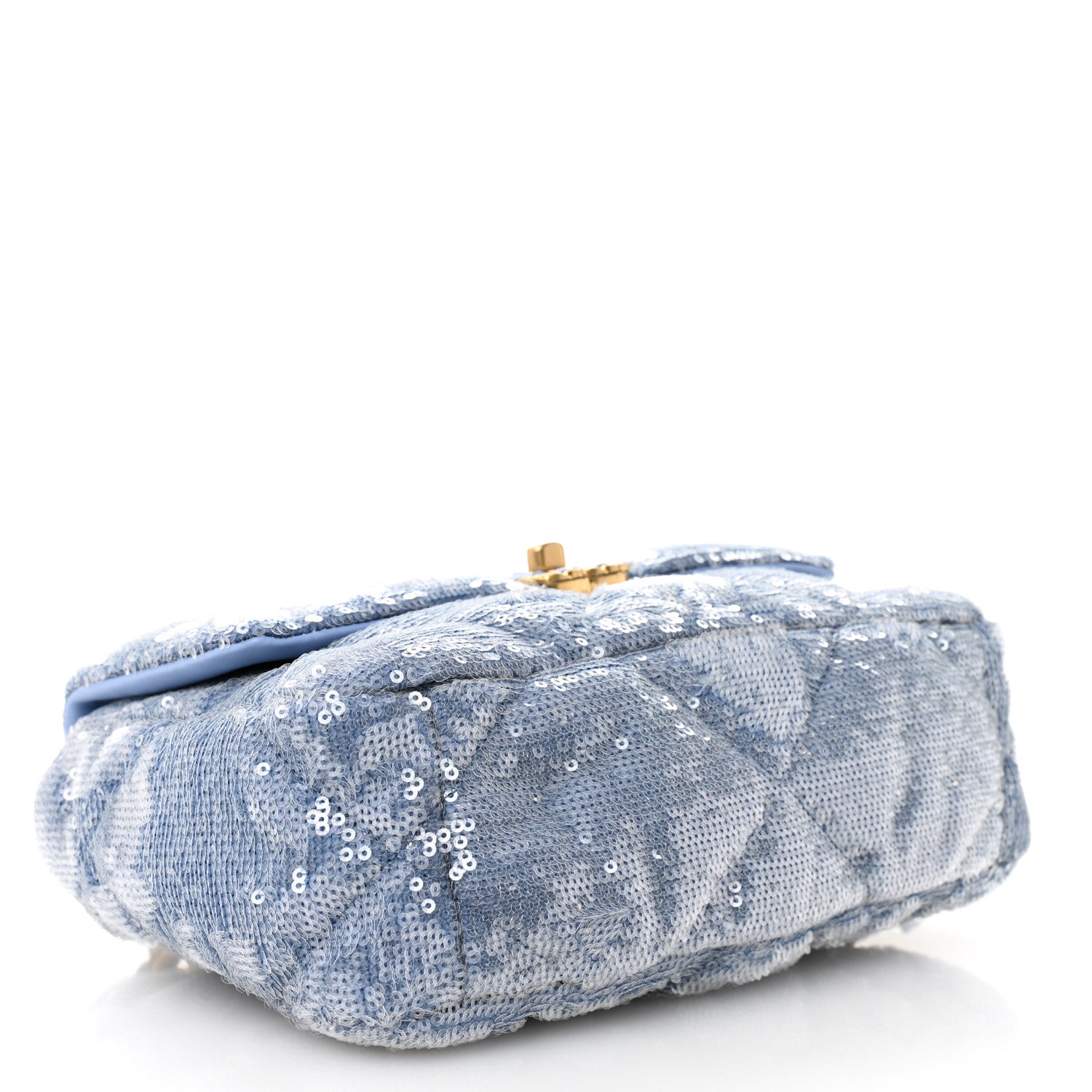 Sequin Quilted Medium Chanel 19 Flap Light Blue