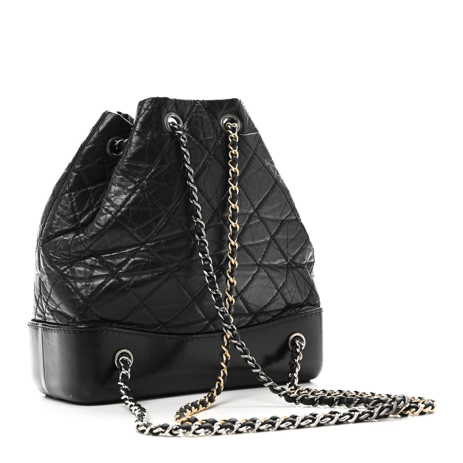 Aged Calfskin Quilted Small Gabrielle Backpack Black