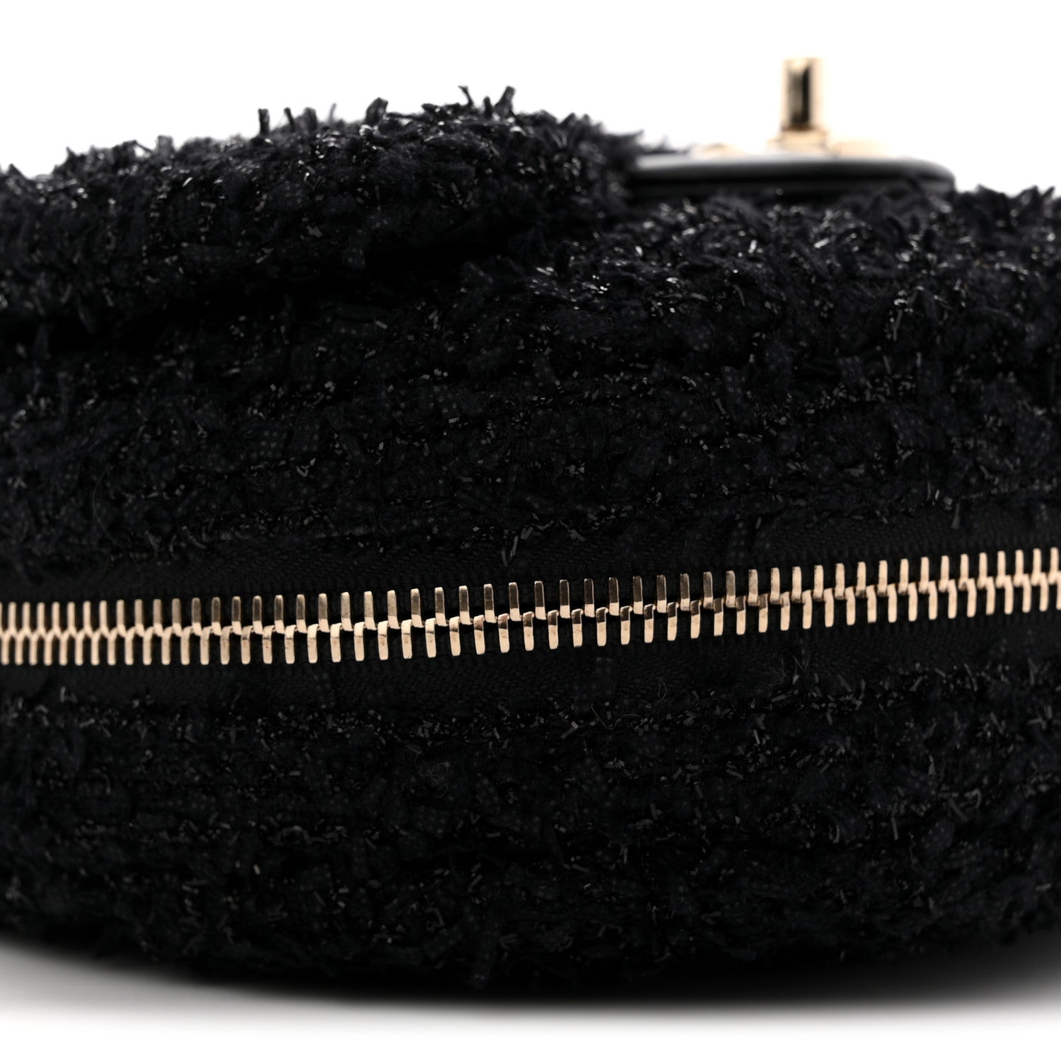 Tweed Coco Beach Barrel Shoulder Bag Black