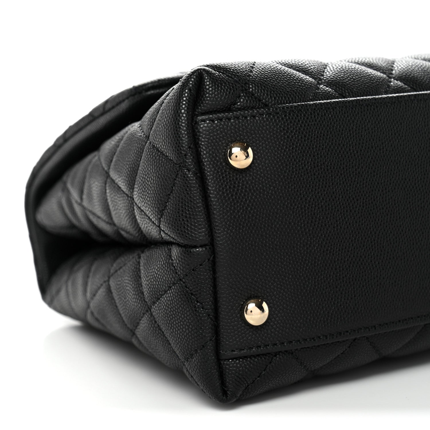 Caviar Quilted Small Coco Handle Flap Black