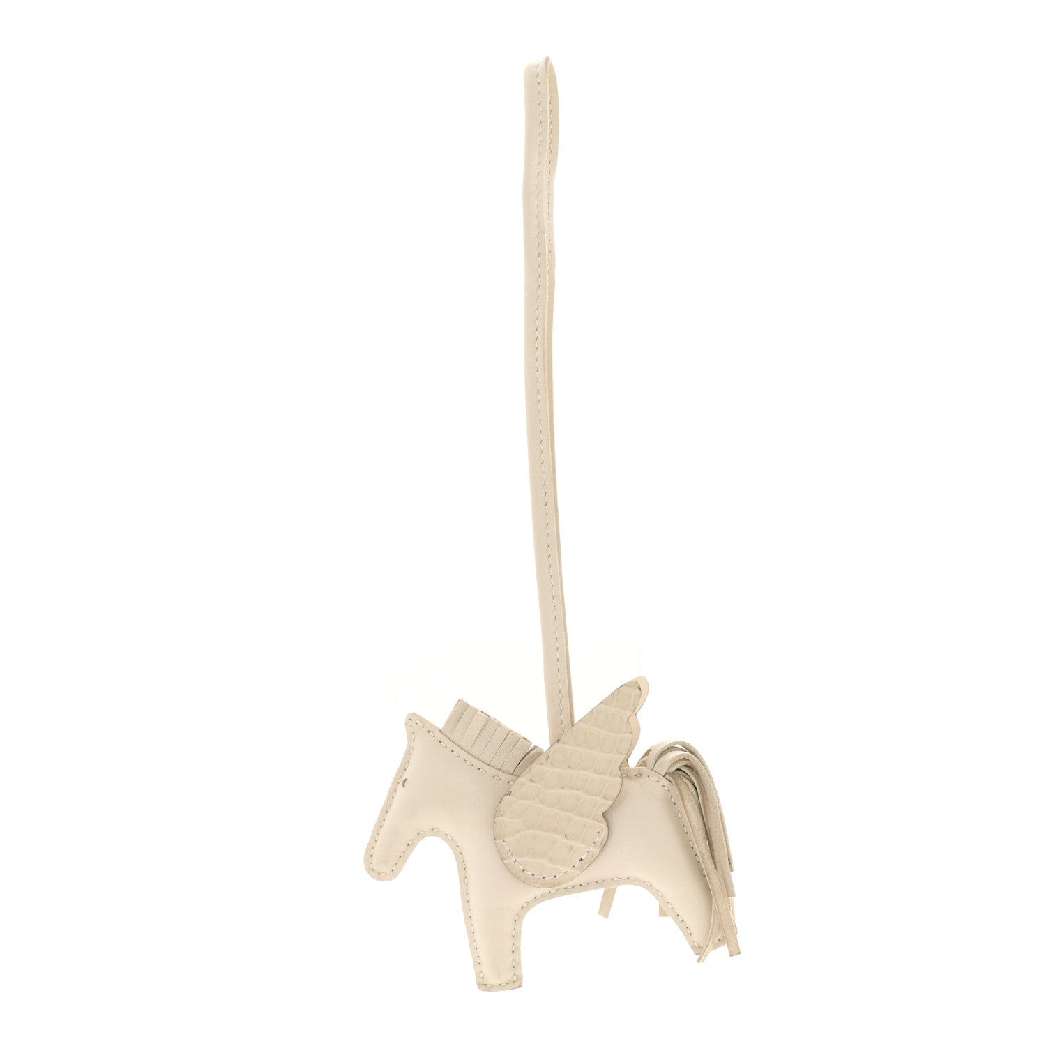 Milo Lambskin Matte Alligator Touch Grigri Rodeo Pegase Horse Bag Charm PM Craie Nata Beton