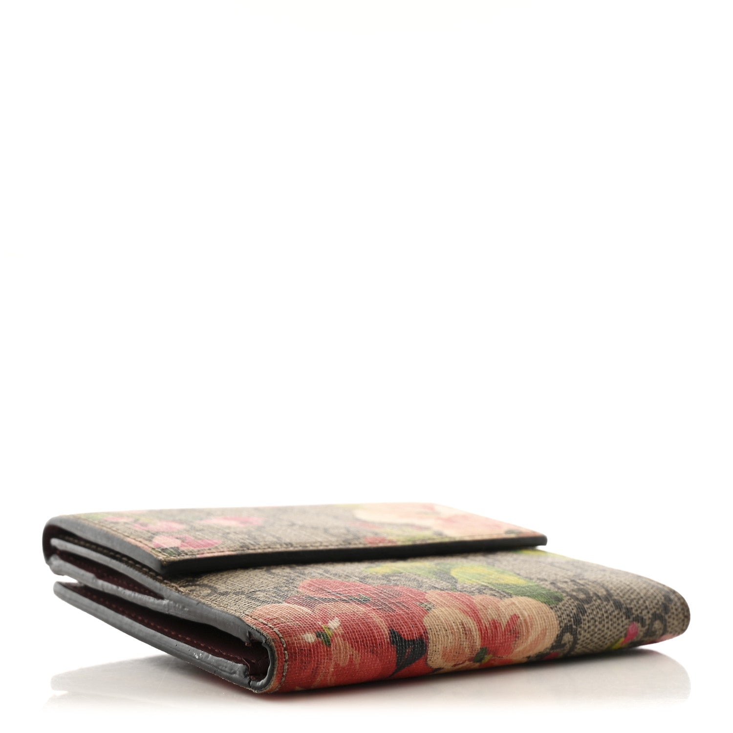 GG Supreme Monogram Blooms French Flap Wallet Beige Multicolor Dry Rose