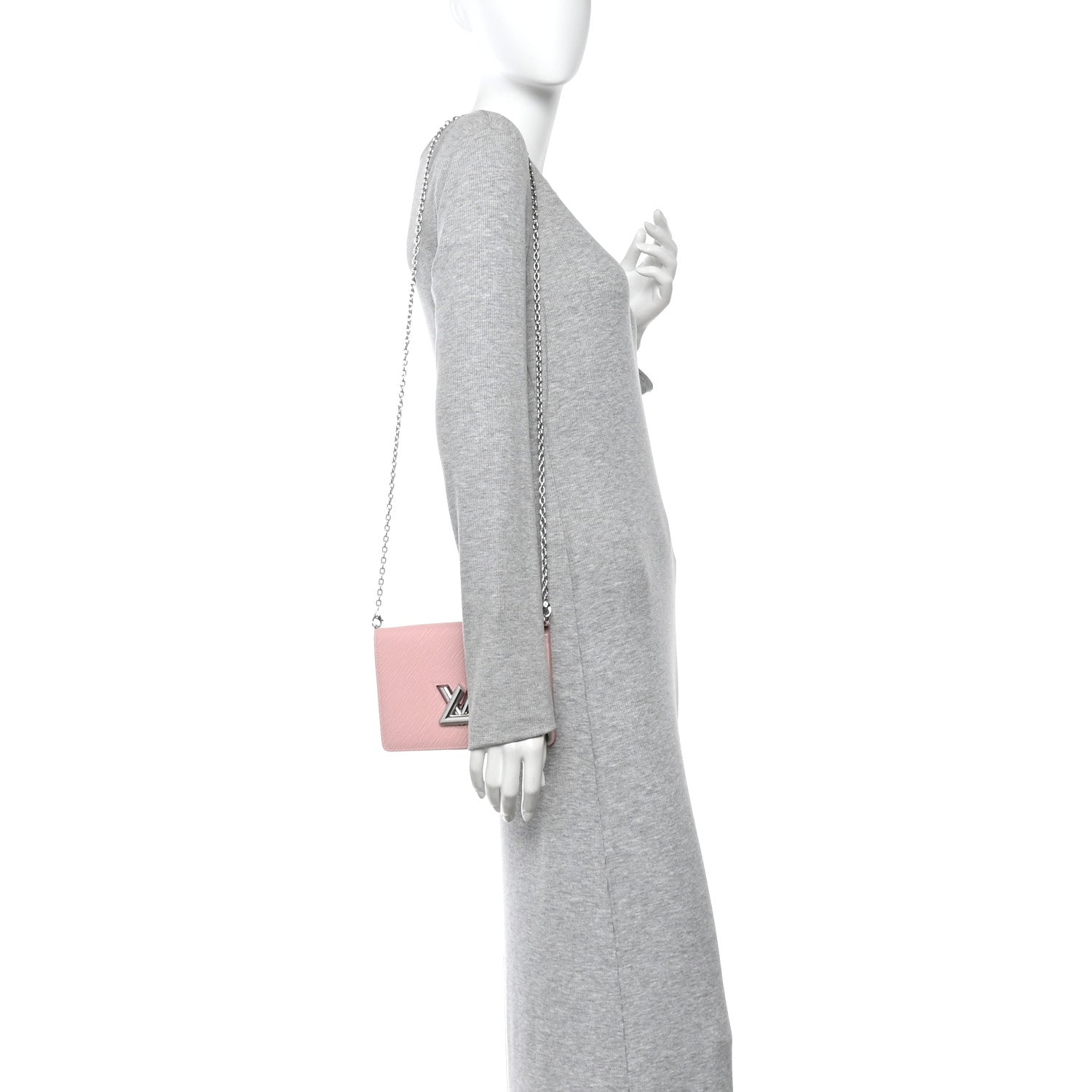 Epi Twist Belt Chain Wallet Rose Ballerine