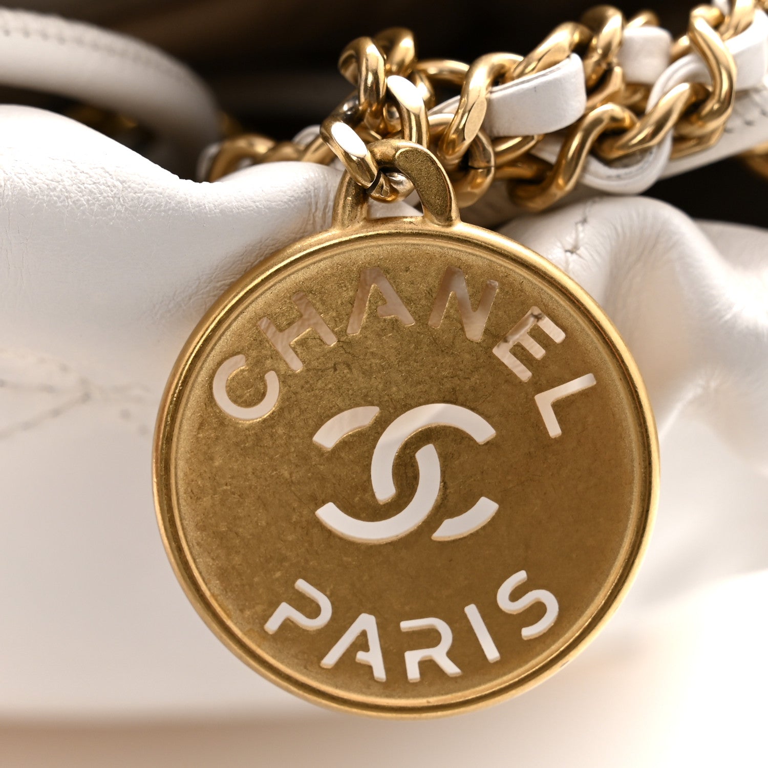 Shiny Calfskin Quilted Mini Chanel 22 White
